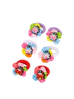 Резинки для волос Выбражулька «Весёлый глянец», набор 6 шт., цветок божья коровка