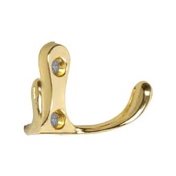 Крючок мебельный ТУНДРА TKd=005, двухрожковый, золото, 5 шт.