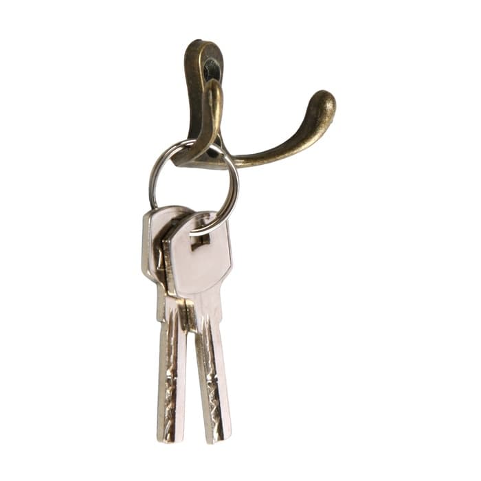 Крючок мебельный ТУНДРА TKd=005, двухрожковый, бронза, 5 шт.