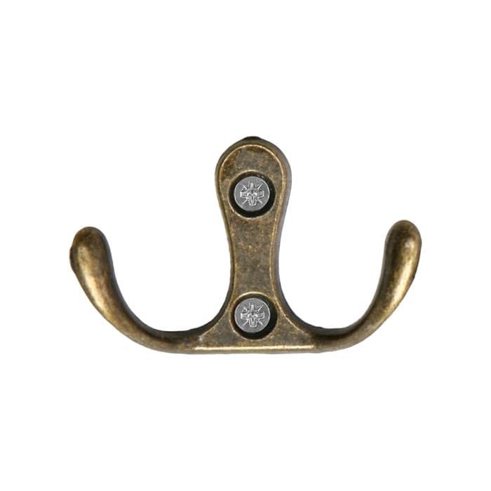 Крючок мебельный ТУНДРА TKd=005, двухрожковый, бронза, 5 шт.
