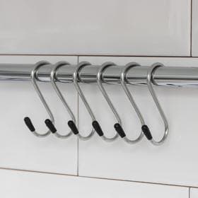 Набор крючков для рейлинга Доляна, d=1.5 см, 6 см, 6 шт., хром