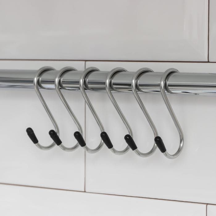 Набор крючков для рейлинга Доляна, d=1.5 см, 6 см, 6 шт., хром