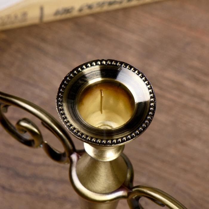 Металлический подсвечник на 3 свечи «Канделябр. Лаконичность», под латунь, 25.5×27×10 см