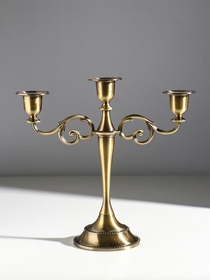 Металлический подсвечник на 3 свечи «Канделябр. Лаконичность», под латунь, 25.5×27×10 см