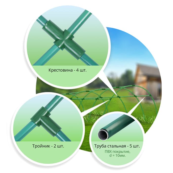 Комплект для сборки парника, 5 перекладин L = 0.9 м, d=10 мм, (без дуг), «Эконом»