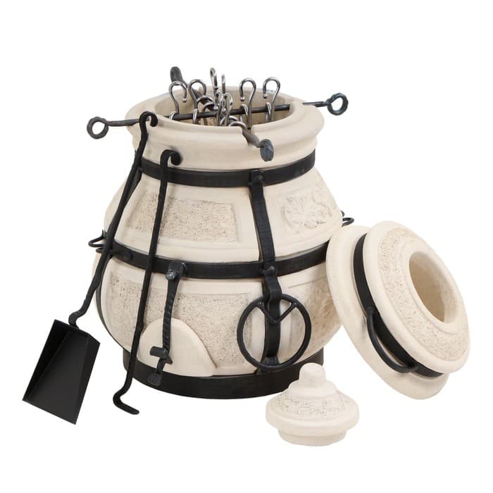 Тандыр «Сармат Кочевник», h=63 см, d=45 см, 51.8 кг, 8 шампуров, кочерга, совок