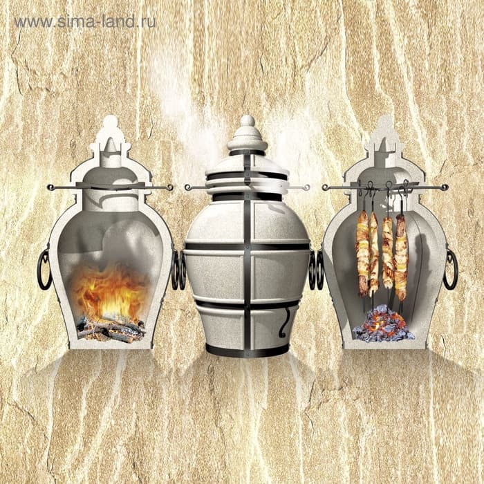 Тандыр «Скиф», h=90 см, d=64 см, 125 кг, с поворот. крышкой, 12 шампуров, кочерга, совок, колосник