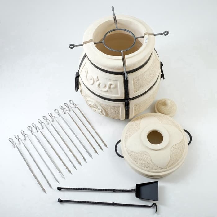 Тандыр «Скиф», h=90 см, d=64 см, 125 кг, с поворот. крышкой, 12 шампуров, кочерга, совок, колосник