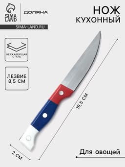 Нож для овощей кухонный Доляна «Триколор», лезвие 8.5 см