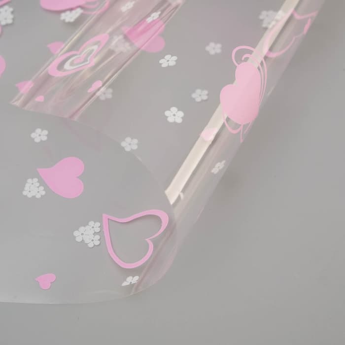 Пленка для цветов «Валентин», розово - белая, 40 мкм 0.70×7.5 м