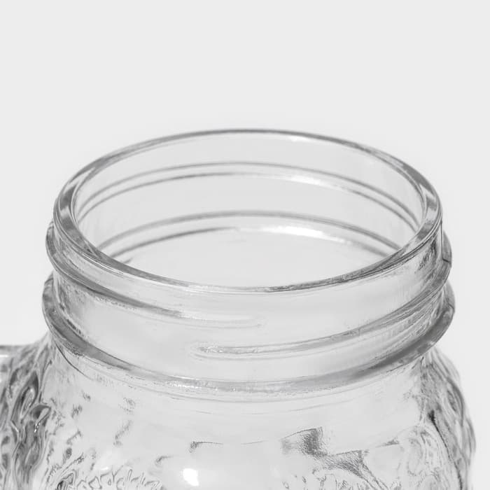 Кружка с крышкой и трубочкой «Сова», 470 мл, 10×11.5×12.5 см, стекло, МИКС