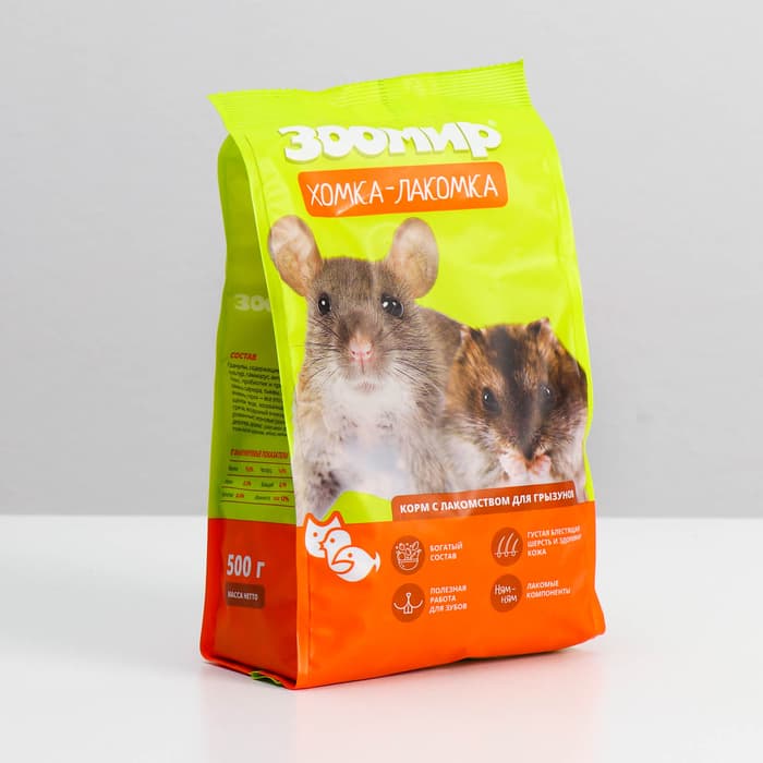 Корм-лакомство «ЗООМИР Хомка-лакомка» для грызунов, 500 г