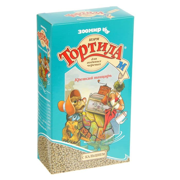Корм «Тортила М Крепкий панцирь» для водяных черепах с кальцием, гранулы, 90 г