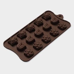 Форма для конфет и шоколада Доляна «Поляна», силикон, 20.5×10.5×1.5 см, 15 ячеек (2.3×2.3 см), коричневая