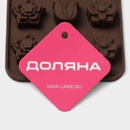 Форма для конфет и шоколада Доляна «Поляна», силикон, 20.5×10.5×1.5 см, 15 ячеек (2.3×2.3 см), коричневая