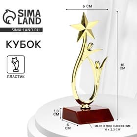 Кубок, наградная фигура «Человек со звездой», золото, подставка пластик красная, 18×6×6 см