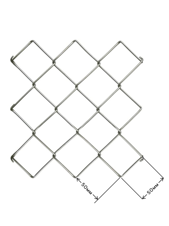 Сетка – рабица металлическая ТУ, без покрытия, ячейка 50×50 мм, толщина 1.6 мм, размер рулона 1.5×10 м