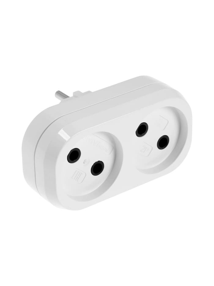 Разветвитель UNIVersal, 250 В, 10 А, 2 гнезда, без заземления, плоский, белый