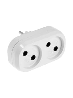 Разветвитель UNIVersal, 250 В, 10 А, 2 гнезда, без заземления, плоский, белый