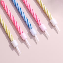 Свечи для торта «Спираль», незадуваемые, 10 шт., 10 подставок