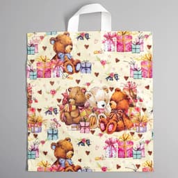 Пакет «Мишки с подарками», полиэтиленовый с петлевой ручкой, 42×38 см, 33 мкм