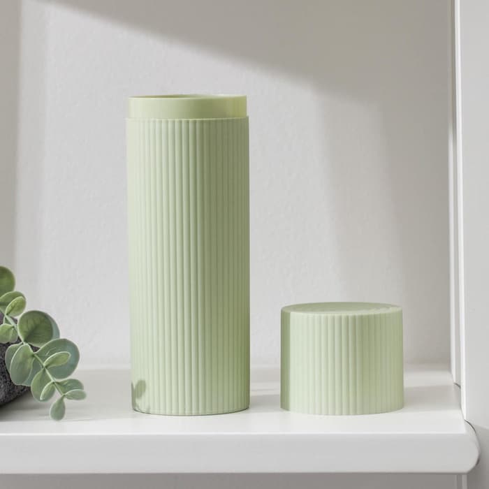 Футляр для зубной щётки и пасты «Рифлёный», 19.2×6 см, зелёный