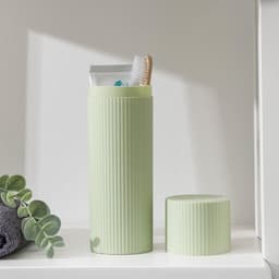 Футляр для зубной щётки и пасты «Рифлёный», 19.2×6 см, зелёный