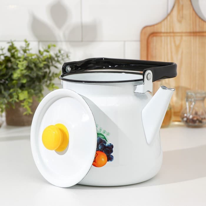 Чайник эмалированный сферический «Эквадор», 3.5 л, белый