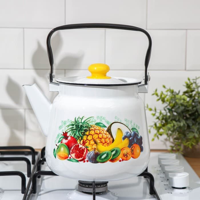 Чайник эмалированный сферический «Эквадор», 3.5 л, белый