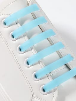 Шнурки для обуви, 6 шт., силиконовые, плоские, светящиеся в темноте, 13 мм, 9 см, голубые