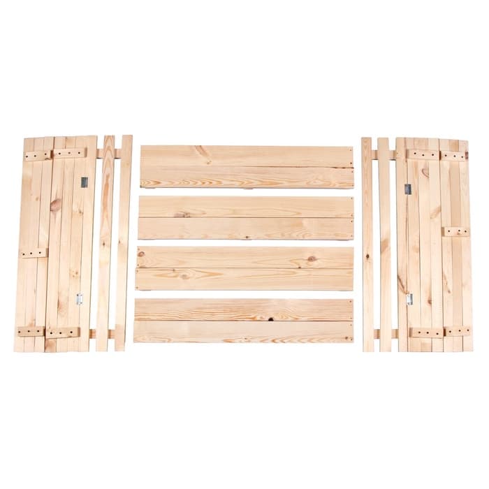 Ограждение для песка деревянное, с крышкой, 100×100×18 см, без покраски, лавочки (2 шт.), Greengo