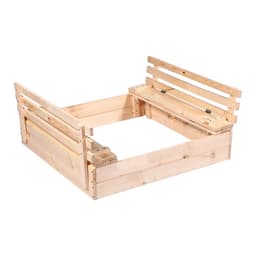 Ограждение для песка деревянное, с крышкой, 100×100×18 см, без покраски, лавочки (2 шт.), Greengo