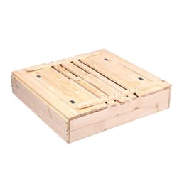 Ограждение для песка деревянное, с крышкой, 100×100×18 см, без покраски, лавочки (2 шт.), Greengo