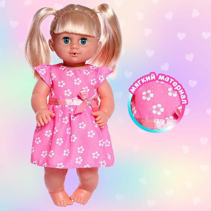 Одежда для пупса: платье розовое в цветочек, с бантиком, МИКС