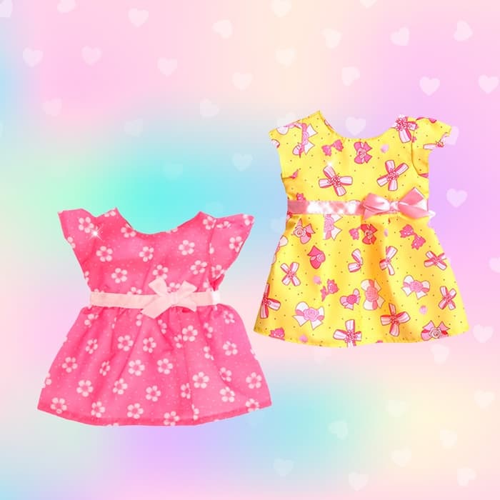 Одежда для пупса: платье розовое в цветочек, с бантиком, МИКС