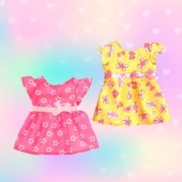 Одежда для пупса: платье розовое в цветочек, с бантиком, МИКС