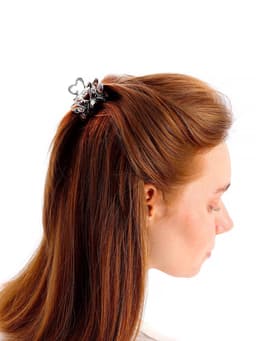 Крабик для волос «Чернёный», цветок, 4.8 см, серебристый