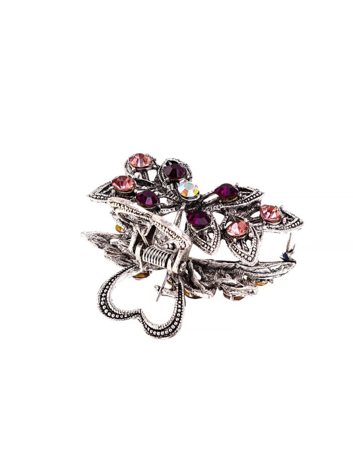 Крабик для волос «Чернёный», цветок, 4.8 см, серебристый