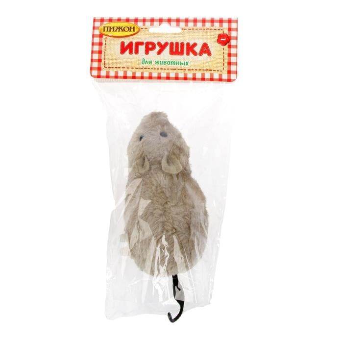 Мышь заводная, 12 см, искусственный мех, серая