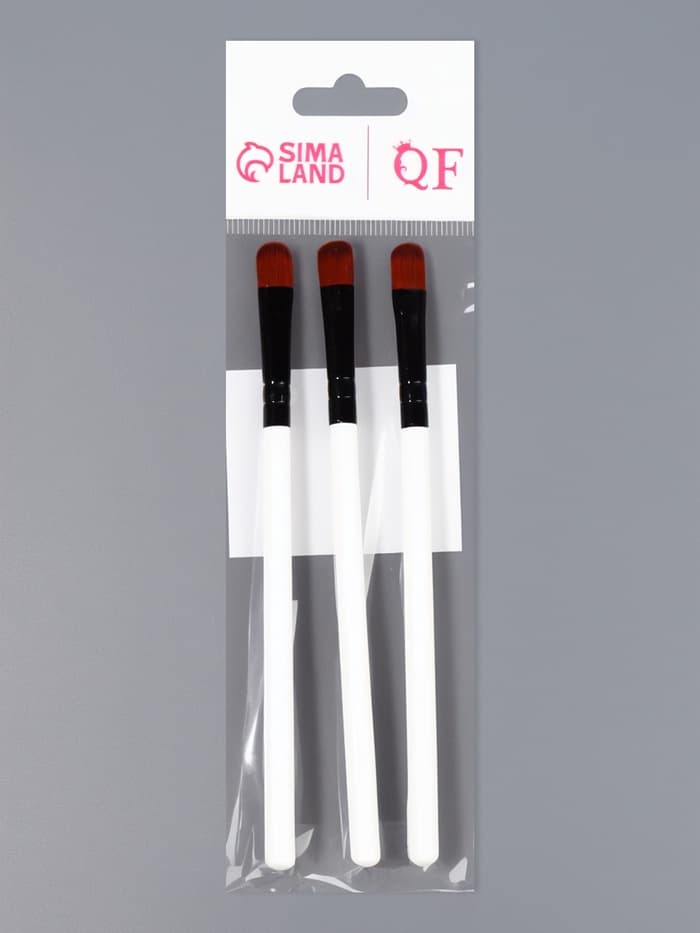 Набор кистей для макияжа SMOKY, 3 шт., 13(±1) см, белый, чёрный