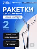 Ракетки для бадминтона ONLYTOP, набор 2 шт., в чехле, чёрно-синие