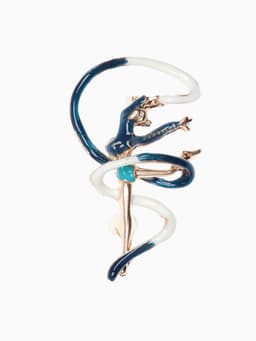 Брошь «Гимнастка», с лентой, синяя в золоте
