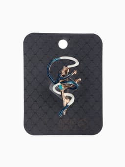 Брошь «Гимнастка», с лентой, синяя в золоте