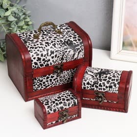 Набор шкатулок для украшений «Сундучок. Шкура леопарда», дерево, 3 шт.