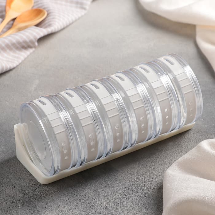 Баночки для специй «Цилиндр», набор 6 шт. на подставке, 19×8×9 см, пластик