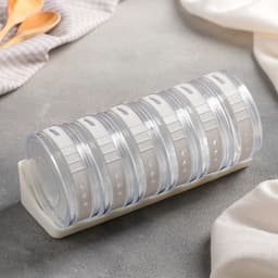 Баночки для специй «Цилиндр», набор 6 шт. на подставке, 19×8×9 см, пластик