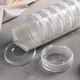 Баночки для специй «Цилиндр», набор 6 шт. на подставке, 19×8×9 см, пластик