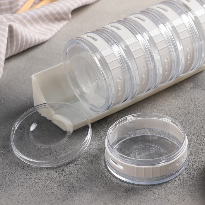 Баночки для специй «Цилиндр», набор 6 шт. на подставке, 19×8×9 см, пластик