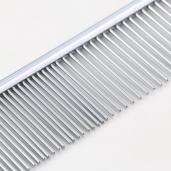 Расчёска для шерсти средняя, 19×4 см, редкие и частые зубья, металл