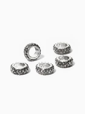 Шарм разделитель для бусин «Кольцо», блеск, белый в серебре